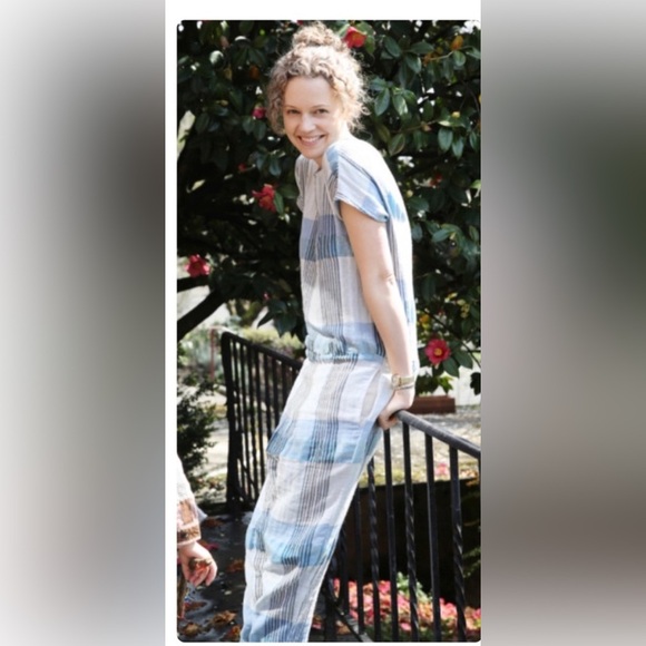 Ace & Jig Blue Striped Jumpsuit Pants Romper XS See pix! Anthropologie - Picture 4 of 7